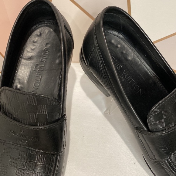 LOUIS VUITTON MENS LOAFERS LV LOGO INFINITE DAMIER SHOES 8.5US/7.5LV - Picture 4 of 11